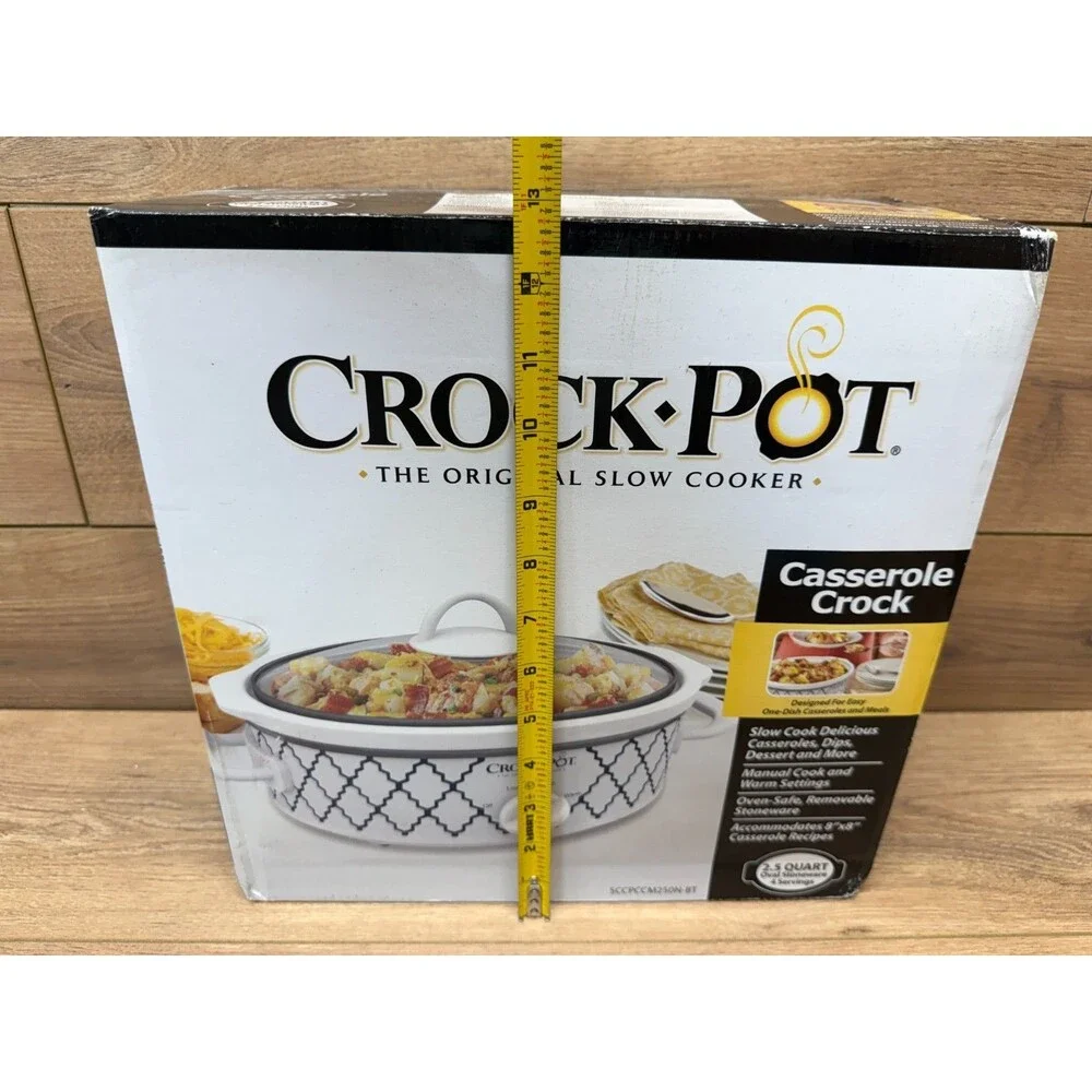 Crock-Pot 2.5-Quart Casserole Crock Slow Cooker, White/Blue (Blue Trellis)